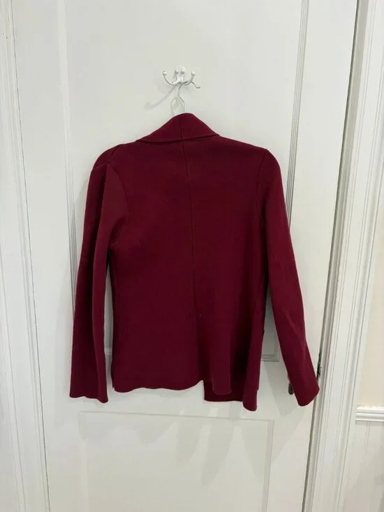 Summersalt Women's Dark Red Sweater Blazer in Organic Cotton Blend, Size S, EUC - Picture 2 of 6